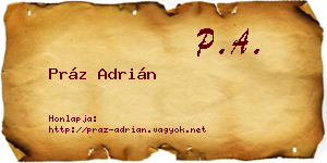 Práz Adrián névjegykártya